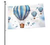 Bandiera blu in mongolfiera, 0,6 x 0,9 m, stampa su entrambi i lati, bandiere da giardino, bandiera da cortile per esterni, bandiere per vacanze, banner regalo con occhielli, sfondo fotografico, per