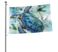 Bandiera blu tartaruga marina, 0,9 x 0,9 m, stampa su entrambi i lati, bandiere da giardino, bandiera da cortile per esterni, bandiere per vacanze, banner regalo con occhielli sfondo fotografico per