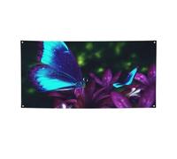 Bandiera blu viola con fiori e farfalle stampa bandiera per interni ed esterni banner e cartelli personalizzati poster sfondo fotografico sfondo per affari laurea matrimonio evento decorazione piccolo