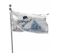 Bandiera Blue Coastal Christmas Snowman Xmas Tree Starfish Vintage Bandiera Di Benvenuto Decorazione 2 Occhielli Metallici Striscione All'Aperto, Per Eventi, Feste Strada, 90x150cm