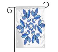 Bandiera Blue Folk Round Pattern Design Geometry Tile Nature Astrology Circle Color Esoteric Bandiera Della Brezza Rinforzata Striscione All'Aperto, Per Balcone, Giardino, Feste Strada, 30x45cm