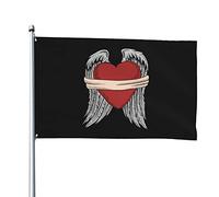 Bandiera Bound Heart With Wing Bandiera Della Brezza Rinforzata Tessuto Da Esterno Striscione All'Aperto, Per Feste Strada, Eventi, All'Aperto Al Coperto, 122x183 cm