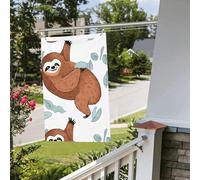 Bandiera bradipo marrone, 0,6 x 0,9 m, per interni ed esterni, primavera, estate, autunno, inverno, bandiere da giardino con occhiello, verticali, double face, bandiere per feste per decorazioni da