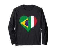 Bandiera Brasile Italia Orgoglio Tifosi Brasiliani Italiani Maglia a Manica