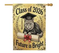 Bandiera britannica a pelo corto con gatto congratulazioni, 71 x 101 cm, su entrambi i lati, per decorazione esterna, diploma di laurea, bandiera per casa in tela, classe 2026, motivo esterno per