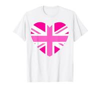 Bandiera Britannica Rosa Union Jack Cuore Rosa Ragazze Signore Donne Maglietta