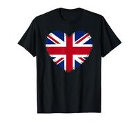 Bandiera britannica Union Jack con cuore carino per donne ragazze bambini Union Ja Maglietta