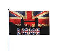 Bandiera britannica Union Jack London Bridge House Flag, bandiera 3x5 piedi singolo lato esterno, colori vivaci striscioni anti-sbiadimento decorazione esterna del cortile