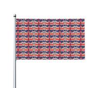 Bandiera britannica vintage a tema Londra con iscrizioni, 3x5 piedi - Include 1 bandiera (asta inclusa) Outdoor Trendy