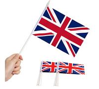 Bandiera British Union Jack Stick, ANLEY Gran Bretagna 5 x 8 pollici (12 X 20 cm) Mini bandiera portatile con asta solida bianca da 12 "(30 cm) - Colore vivido e resistente allo sbiadimento