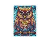 Bandiera Burlap Flag Stained Glass Owl Stagione Bandiera Tessuto Da Esterno Striscione All'Aperto, Per Feste Estive, Eventi, Giardino, 30x45cm