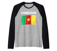 Bandiera Camerun Vacanza Vintage Grunge Camerun Bandiera Maglia con Maniche Raglan