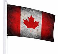 Bandiera canadese Bandiera Decor 3x5 Ft Foglia d'acero Pianta antica Simbolo della libertà del paese Poliestere vintage Motivo stampato Decorazioni per esterni per case e giardini