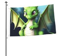 Bandiera carina con drago da 0,8 x 0,9 m, stampa su entrambi i lati, bandiere da giardino, bandiera da cortile per esterni, bandiere per vacanze, banner regalo con occhielli sfondo fotografico per