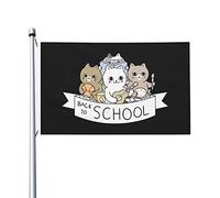 Bandiera Cartoon Cute Cat Back To School Flag Stagione Bandiera Tessuto Da Esterno Rinforzata Striscione All'Aperto, Per Giardino, Eventi, Feste Strada, 90x150cm