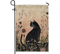 Bandiera Cat Enchanted Flower Autumn Doppia Cucitura Bandiere da Balcone Classica Flag per Bar Conferenza 30x45cm