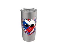 Bandiera Ceca Cuore Cartoon Repubblica Ceca Bicchiere termico in acciaio inox doppia parete