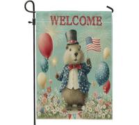 Bandiera Celebration Woodchuck With Fireworks Balloons Usa Stagione Bandiera Decorazione Striscione All'Aperto, Per Feste Strada, All'Aperto Al Coperto, Balcone, 30x45cm