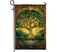 Bandiera celtica da giardino con albero della vita, bandiera decorativa per esterni, bandiera da giardino in iuta su entrambi i lati, decorazione per la casa primaverile ed estiva 30,5 x 45,7 cm