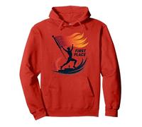 Bandiera Che vola al Primo Posto Felpa con Cappuccio, Unisex per Adulti, Rosso, L