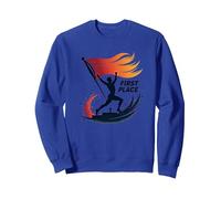 Bandiera Che vola al Primo Posto Felpa, Unisex per Adulti, Blu Reale, M