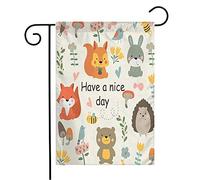 Bandiera Child Have Nice Day Fox Poster Bee Cute Bear Animals Flourish Bird Wildlife Butterflies Resistente Alle Intemperie Bandiera Di Benvenuto, Per Celebrazioni, Feste Estive, 30x45cm