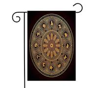 Bandiera Chinese With China Pattern Zodiac Wheel Monkey Ox Signs New Black Copper Dog Symbols Sign Holidays Prova Di Sbiadimento Stagione Bandiera, Per All'Aperto Al Coperto, Giardino, 30x45cm