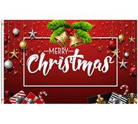 Bandiera Christmas Decorations Bell Ball Star Confetti Red Bandiera Della Brezza Colori Vivaci Striscione All'Aperto, Per Feste Estive, Celebrazioni, All'Aperto Al Coperto, 90x150cm