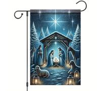Bandiera Christmas Holy Family Jesus With Manger And Star Bandiere Da Balcone Resistente Resistente Alle Intemperie Striscioni Di Bunting Per All'Aperto Bar Balcone 70X102Cm