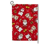 Bandiera Christmas Santa and Bear Colori Vivaci Bandiere da giardino Stampa Flag per All'aperto Interno 30x45cm