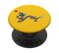 BANDIERA CINA IMPERIALE GIALLO DRAGO BANDIERA DINASTIA QING PopSockets PopGrip Adesivo