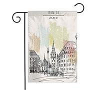 Bandiera Cityscape House At Munich Bavaria View Structure Germany Europe Old Marian Town Poster Landmarks Bandiera Pirata Rinforzata Striscione All'Aperto, Per Eventi, Feste Strada, 30x45cm