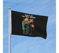 Bandiera Classica Bandiere Alien Ufo With Let'S Go To The Moon Resistente Alle Intemperie Bandierine Della Decorazione Per Bar Parata Celebrazione 90X150Cm