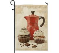 Bandiera Coffee Cupcakes Red Italian Coffee Maker Rinforzo Bandiere con Occhielli Flag per Decorazione Ristoranti 30x45cm