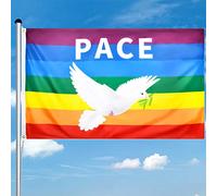 Bandiera Colomba della Pace 90 x150 cm,Bandiera Pace,Pride Flaga,Bandiera Rainbow,Incoraggiamento Celebrare,con 2 Occhielli Poliestere Resistente,Adatto per balconi,Giardini o Interni (A)
