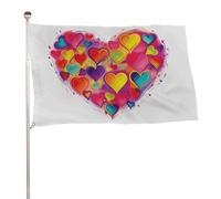 Bandiera colorata a forma di cuore, 119,4 x 177,8 cm, stampa su entrambi i lati, bandiera decorativa da giardino, non sbiadisce, con occhielli in ottone, sfondo fotografico da appendere per interni ed
