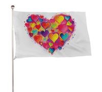 Bandiera colorata a forma di cuore, 152,4 x 243,8 cm, stampa su entrambi i lati, bandiera decorativa da giardino, non sbiadisce, con occhielli in ottone da appendere, sfondo fotografico per interni ed