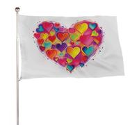 Bandiera colorata a forma di cuore, 61 x 88,9 cm, stampa su entrambi i lati, bandiera decorativa da giardino, non sbiadisce, con occhielli in ottone da appendere, sfondo fotografico per interni ed