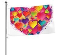 Bandiera colorata a forma di cuore da 0,9 m con stampa su entrambi i lati, bandiere da giardino per esterni, bandiere per vacanze, banner regalo con occhielli sfondo fotografico per interni ed esterni