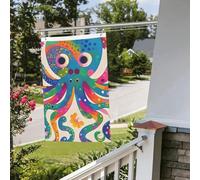 Bandiera colorata a forma di polipo, 6 x 0,9 m, per interni ed esterni, primavera, estate, autunno, inverno, da giardino, con occhiello, verticale, su entrambi i lati, per decorazioni da cortile