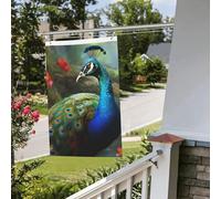 Bandiera colorata a pavone, 6 x 90 cm, per esterni, interni, primavera, estate, autunno, inverno, giardino, bandierine con occhiello verticale su entrambi i lati, bandiere per le vacanze per