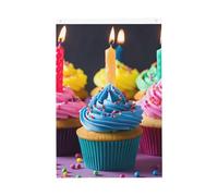 Bandiera colorata con cupcake di buon compleanno, 9 x 1,5 m, bandiere da giardino vivaci su entrambi i lati, striscione di benvenuto stagionale con occhielli in ottone, decorazione sfondo fotografico