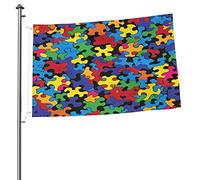 Bandiera Colorata Consapevolezza Dell'autismo 2x3 FT Doppia Faccia All'esterno, Grande Banner Casa Bandiera Cortile Decorazione Esterna
