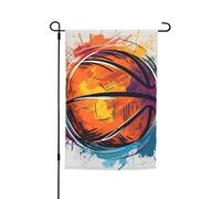 Bandiera colorata da basket con schizzo di divertimento, 30,5 x 45,7 cm, bandiere per esterni, verticale, doppia faccia, bandiera da giardino, grande striscione per casa, cortile, bandiera decorativa