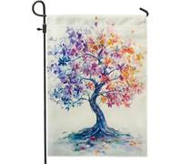 Bandiera colorata da giardino con albero autunnale, foglia arancione viola decorazione per la casa bandiere da giardino, bandiera da cortile in iuta su entrambi i lati, decorazione per prato esterno