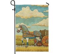 Bandiera colorata da giardino con cavallo, bandiera decorativa per casale con cielo, bandiera su entrambi i lati, in iuta, decorazione stagionale per esterni, 30,5 x 45,7 cm