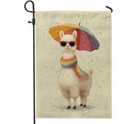 Bandiera colorata da giardino con fiamma ombrello arcobaleno per decorazione della casa, tela di iuta double face, decorazione per prato esterno, per feste estive, 30,5 x 45,7 cm