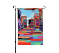Bandiera colorata da giardino primaverile del futurismo distopico - Bandiere vivaci da cortile per esterni, decorazione perfetta per esterni primaverili e decorazioni per il cortile di Pasqua