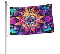 Bandiera colorata mandala floreale 60 x 90 cm, doppia faccia in poliestere da appendere con occhielli in metallo, resistente allo sbiadimento, leggera, per cortile, balcone, prato, feste, decorazione