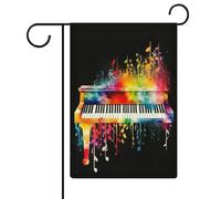 Bandiera colorata per pianoforte con tastiera e musica, per giardino, casa, prato, cartello di benvenuto, striscione su entrambi i lati, piccole bandiere personalizzate per piscina, cortile